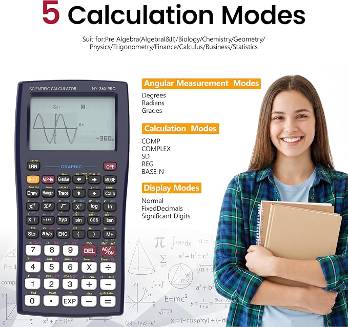 Graphing Scientific Calculators ROATEE 36X Pro Office Calculators for High School with 360 Functions Financial Calculator Desktop, 3-in 14 Digit Display Office Supplies for Student Teacher Engineer