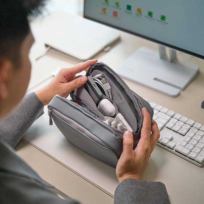Orbitkey 2-in-1 Tech Accessory Pouch with Detachable Slim Sleeve – Travel Electronics Organizer for Cables, Chargers, Earbuds, Power Bank – Compact Gadget Bag & Portable Tech Storage Case (Graphite)