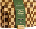 Checkered Cutting Board Set, Bamboo Cutting Board for Kitchen | 3pc, Non-Toxic, with Juice Groove,Wooden Charcuterie Boards, Non Slip Chopping Board, Housewarming Gift