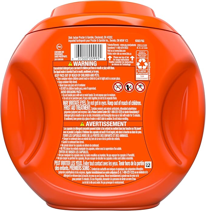 Tide PODS laundry detergent pacs, 3-in-1 Stain Remover, Odor Fighter, Color Protector, 42 Count, HE compatible, Original Scent