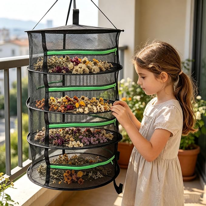 Simple to Open Drying Fabric Bag for Better Ventilation When Storing Foods or Drying Wet Laundry Outdoor Net