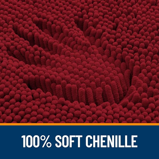OLANLY Bathroom Runner Rugs 47x24, Extra Soft Absorbent Chenille Bath Rugs, Rubber Backing Quick Dry, Machine Washable Long Bath Mats for Bathroom Floor, Tub and Shower, Home Decor Accessories, Red