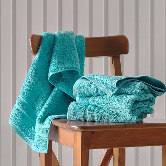 Hawmam Linen Teal Turquoise Hand Towels 4 Pack Turkish Cotton Premium Quality Soft and Absorbent Small Towels for Bathroom