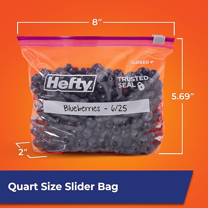 Hefty Slider Storage Bags, Quart Size 78 Count (Pack of 4)