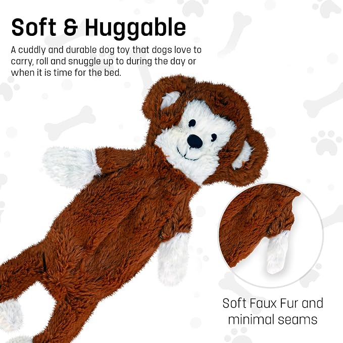 FGA MARKETPLACE Monkey-Pink Rabbit Flat NO Stuffing NO Squeak Plush Dog Toy, Funny Style Will Entertain Your Pet for Hours, Recommended for Small and Medium Dog 21 INCH Long