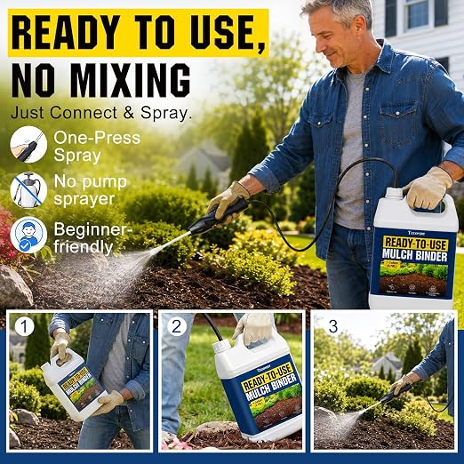Teexpert Mulch Glue with Electric Sprayer: 1 Gallon Ready-to-Use Mulch Binder for Landscaping,Wood Chips, Bark, Rubber, Pine Straw, Fast-Drying Keeps Ground Cover in Place for Garden Beds Slopes