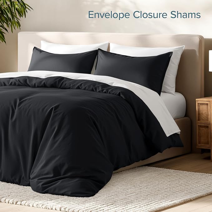 Bare Home Bedding Duvet Cover Full Size - Premium 1800 Super Soft Collection - Lightweight, Cooling Duvet Cover - Soft Breathable Bedding (Full, Black)