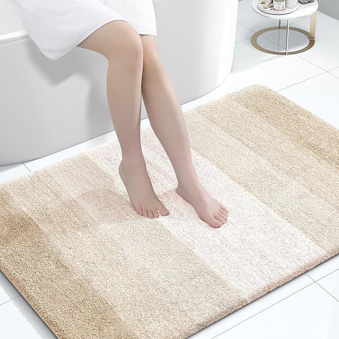 OLANLY Large Bathroom Rugs Mat 44x32, Extra Soft Absorbent Microfiber Bath Rugs, Rubber Backing, Quick Dry, Washable Bath Mats for Bathroom Floor, Tub and Shower, Home Decor Accessories, Light Beige