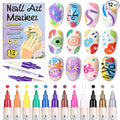 SAVILAND 12 Colors Nail Polish Pens Set: 20s Quick-Drying Dual-Tip Acrylic Paint Nail Art Pens Fine Tip for Painting Nails, Drawing Dots, Lines & Designs, Home DIY Nails Art Supplies