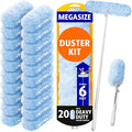 6 ft Extendable Duster Handle with 20 Refills, Compatible with Swiffer, Disposable Microfiber Dusting Pads for Home Cleaning, Ceiling, Fan, Window, Hard-to-Reach Areas