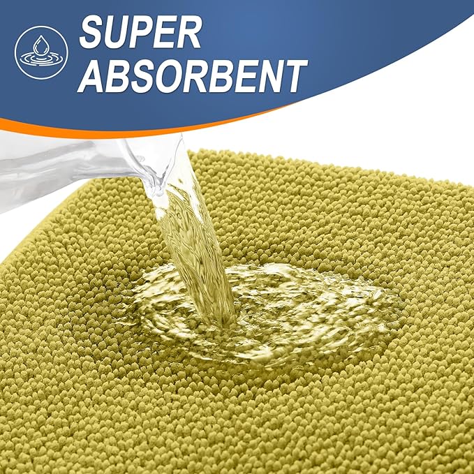 OLANLY Memory Foam Small Bathroom Rugs 24x16, Absorbent Mat, Deep Mustard | Soft Quick Dry Bath Mat Rugs, Non-Slip, Machine Washable Mat for Bathroom Floor, Tub and Shower, Home Decor Accessories