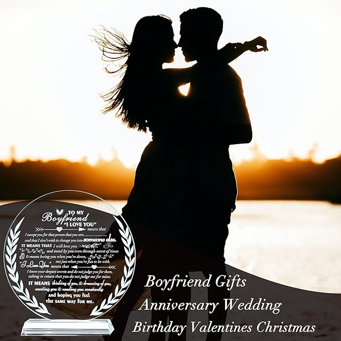 QIANWEI Gifts For Boyfriend Meaningful - Personalized Crystal Presents For Boyfriend Gift Ideas Cute - Birthday Anniversary Wedding Valentines Day Gifts Ideas For Him
