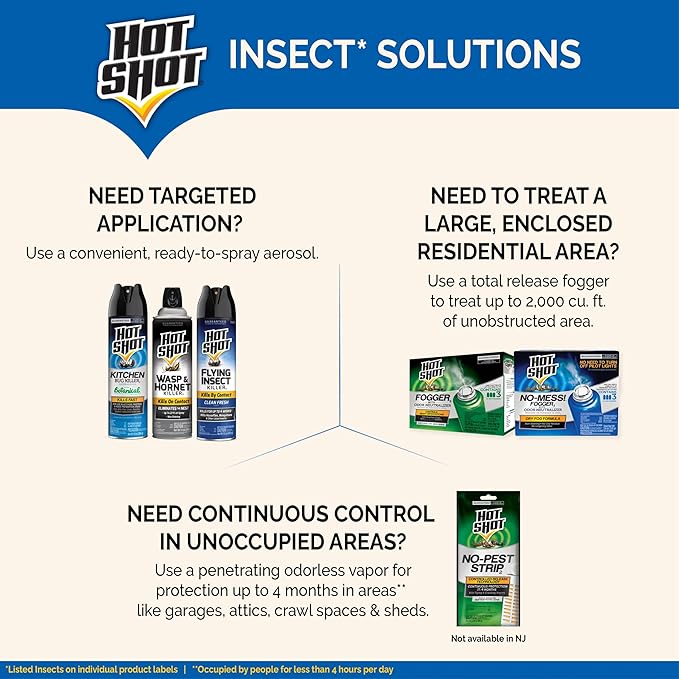 Hot Shot Pest Control Fogger, Kills Roaches, Ants, Spiders & Other Insects On Contact, Controls Heavy Infestations Indoors, 6 Pack