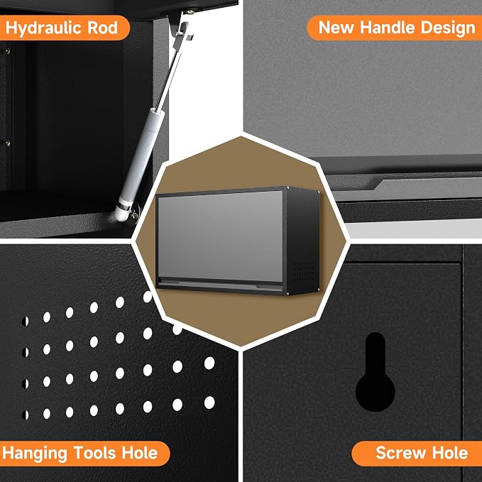 Coolsun Garage Wall Cabinet with Up-Flip Door, 19.7" H Metal Wall Cabinet | Wall Mounted Metal Storage Cabinet for Kitchen,Garage,Basement,Ware House Assembly Required
