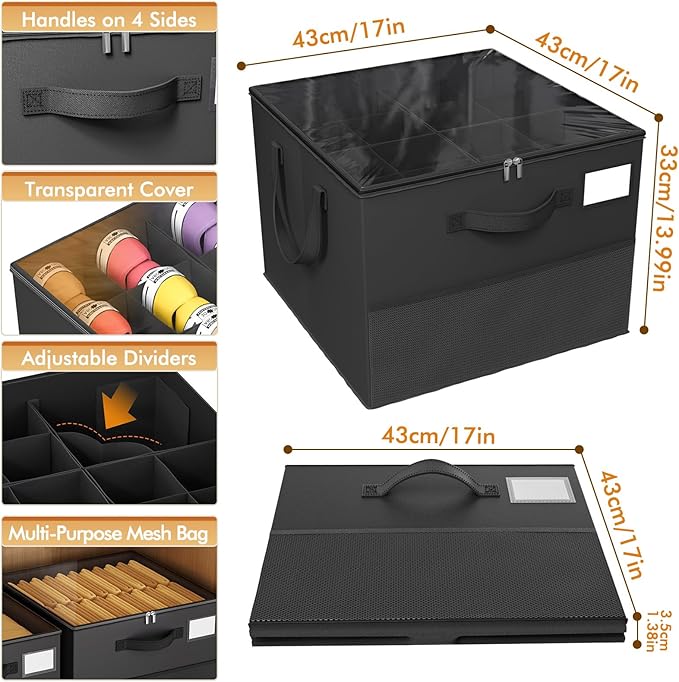 NestOrganix 2 Pack Shoe Organizer for Closet, Large Shoe Box Storage Containers, Foldable Shoe Storage Organizer Box Bin with Adjustable Dividers and Clear Cover, Space Saving Shoes Holder, Black