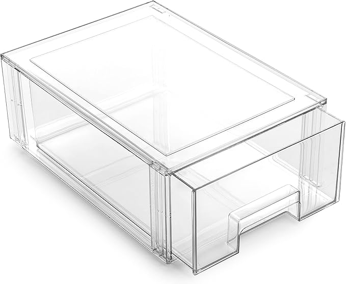 BINO | Stackable Storage Drawers, Large - Clear | THE CRATE COLLECTION | Storage Bins With Drawers | Bathroom Organizers | Under Sink Organizer | Vanity Cabinet Home Organization