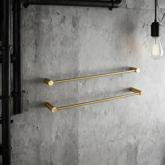 Towel Racks for Bathroom, NEWRAIN 30 inch Double Bath Towel Bar Wall Mounted, Stainless Steel Kitchen Towel Holder, Brushed Gold Towel Rod Towel Rail Hange