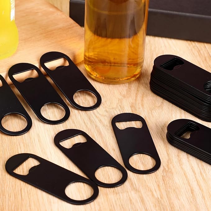 50 Pcs Bottle Openers Stainless Steel Flat Bottle Opener Bulk 3.4 x 1.3 Inches Bartender Beer Key Soda Can Mini Speed for Kitchen, Bar or Restaurant