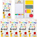 Xqumoi 4 Pack Teaching is A Work of Heart Sticky Notes Set - Ruler Blackboard Pencil Apple Shape Self-Stick Note Pads Teacher Appreciation Gift Writing Memo Pads Page Marker School Office Supplies