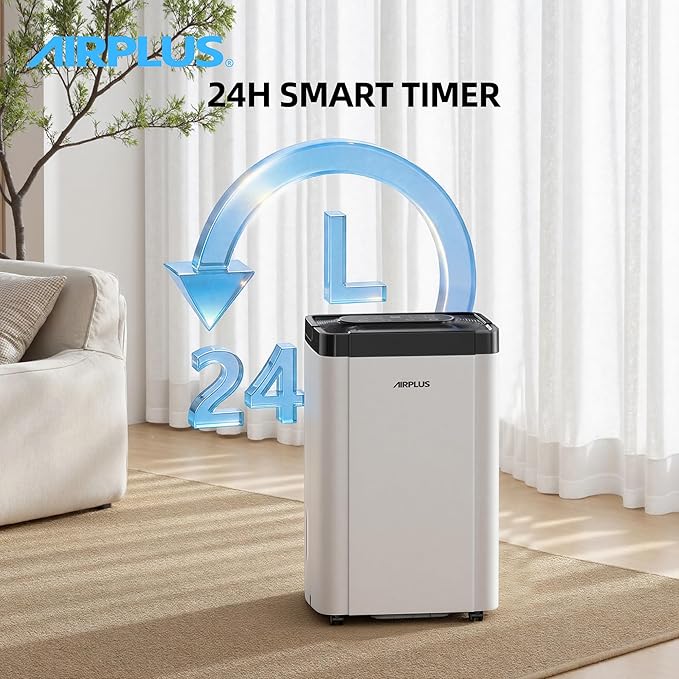 AIRPLUS 5000 Sq. Ft Dehumidifier for Home and Basement, 80 Pint Portable Dehumidifiers with Drain Hose for Large Room, Quiet Sleep Mode Dehumidifier for Bedroom, RV De humidifier for Inside Camper