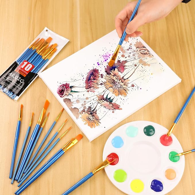 AROIC Acrylic Paint Brush Set, 36pack/360pcs Nylon Hair Paint Brushes, for Oil Painting Rock Body Painting, Artist Amateur Craft Paint Brushes Supplies, Children Adult Painting Small Paint Brush Set.