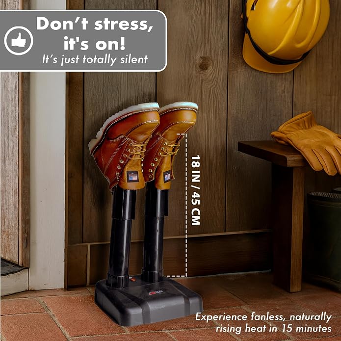JobSite Boot Dryer - Silent Warmer & Deodorizer For Work Boots, Gloves & Shoes - Fanless, 36W