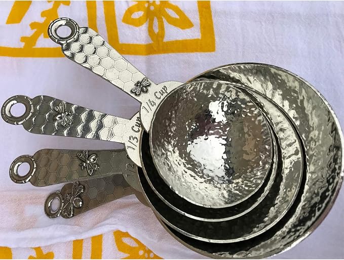 Crosby & Taylor Honeybee Pewter Measuring Cups and Spoons Super Post Set