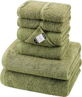 SEMAXE Bath Towel Set, 8 Piece Towel Set for Bathroom, Quick Dry Cotton Towels with Hanging Loops, Easy Care, Green