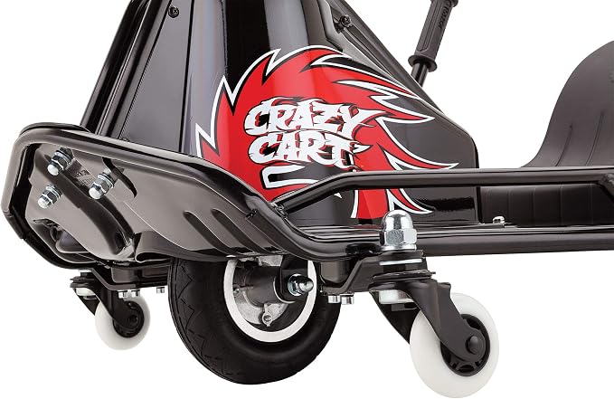 Razor Crazy Cart DLX - 24V Electric Drfting Go Kart - Enhanced Drift Bar, Brodie Knob Steering, Variable Speed, Up to 12 mph,Black/Red