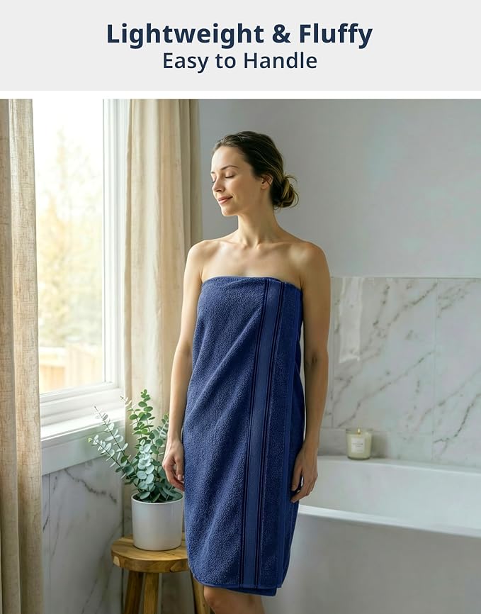 LANE LINEN Bath Towel Set Quick Dry 100% Cotton 18 Piece Soft - Navy | Cotton Bath Towels - Classic Terry Weave, Densely Woven, Coordinated Colors, Everyday Durability, OEKO-TEX Certified