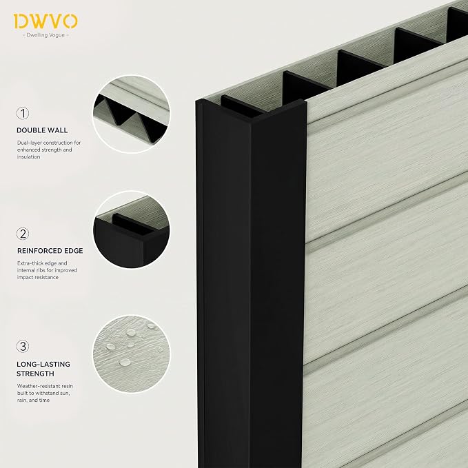 DWVO 6x4.4 FT Outdoor Storage Shed with Fence-Style and Side Windows, Lockable Door and Vents Resin Storage Shed for Garden, Backyard, Patio, Lawn