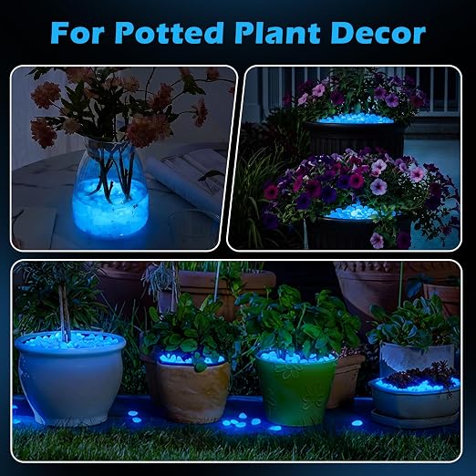 NAMTSO Blue Glow in the Dark Rocks Outdoor Garden Decor, 1000 pcs, 4.6 lbs | Large 0.6"-1.1"/pc, Resin Glowing Pebbles, Luminous Stones for Landscaping, Patio, Backyard, Lawn, Aquarium & Fish Tank Decor
