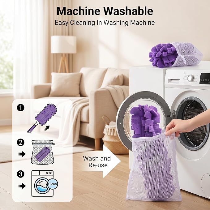 Reusable Chenille Microfiber Dust Duster, Chenille Duster Reusable Washable Microfiber Dust Fleece Damp Duster Pad for Fan Blinds Furniture (5 PCS)