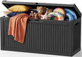 Outdoor Storage Box,120 Gallon Waterproof Resin Patio Deck Box | UV Resistant Lockable Package Delivery Bin, Toy Cabinet, Shoe & Garden Tools Storage, Ottoman, Indoor/Outdoor