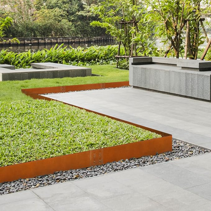Corten Steel Landscape Edging 40" L x 6" H | Metal Landscaping Edging 6 pcs, Rusted, 6 Inch Tall, Metal Edging for Landscaping Border Edge for Garden, Yard, Lawn