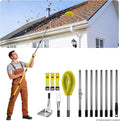 12 FT Gutter Cleaning Tools for Outdoor - Gutter Cleaner Pole with Shovel & Brush for Roof Rain Gutters, Cleans Leaves, Branches & Debris - No Ladder Needed (Yellow)
