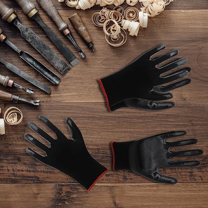 PU Safety Work Gloves Nitrile Coated Mechanic Gloves 72 Pairs | 144 Count Industrial Protective Hand Mittens, Wear Resistant Construction Repairing Warehouses Yard Working Gloves Gear