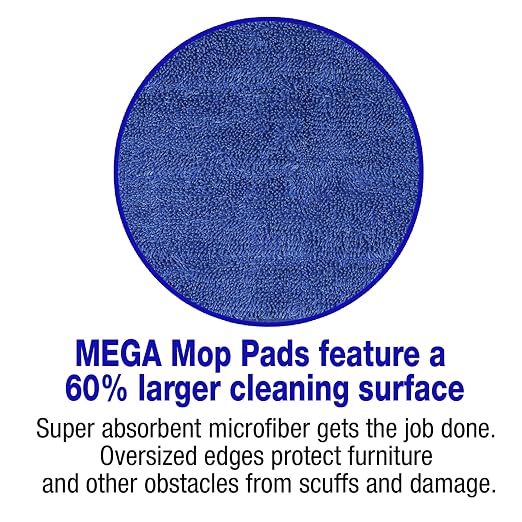 CleanAide All Purpose Super Absorbent Mega Microfiber Mop Pads for 24" Mop Plate, Machine Washable, Traps Dust, Dirt & Pet Hair, Reusable for Home & Commercial Cleaning, 28"x8", 6-Pack, Green