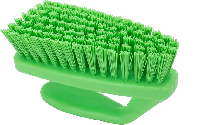 SPARTA Scrub Brush with Iron Shaped Handle and Stiff Bristles, Heavy Duty Scrubber Brush for Kitchen, Bathroom, Shower, Tile, Sink, Carpet and Bakepans, Polypropylene, 6 Inches, Lime