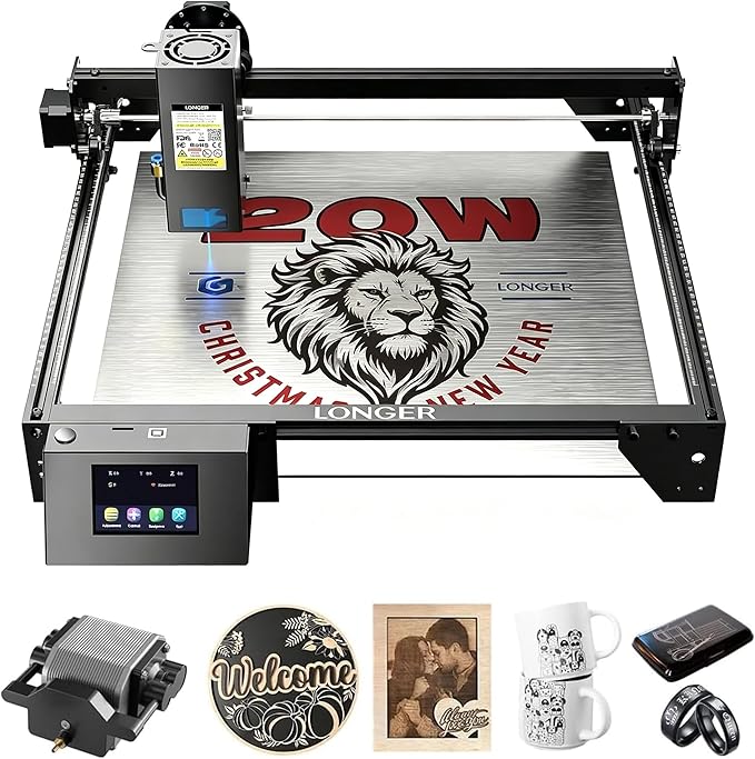 Longer New Upgrade RAY5 20W Laser Engraver with Air Pump,20000mW Output 32-bit Motherboard, App Offline Control, DIY Engraver Tool for Metal/Glass/Wood,Engraving Area 400 * 365mm