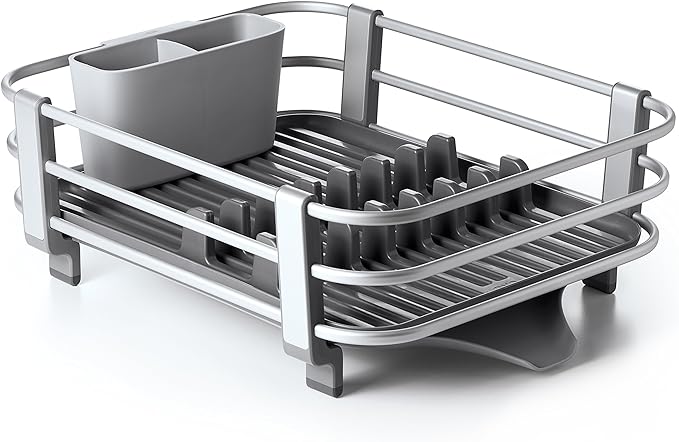 OXO Good Grips Aluminum Dish Rack Good Grips Stainless Steel Measuring Cup and Spoon Set (8 Pieces)