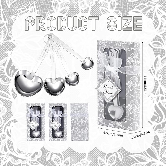 50 Set Heart Measuring Spoons, Bulk Wedding Favors for Guests, Bridal Shower Favors, Kitchen Measuring Spoon Gift for Party Souvenirs Birthday Tea Party Gifts for Guests