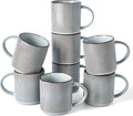 famiware Coffee Mug Set for 8, Star 16 oz Catering Mugs Cup Set with Handle for Coffee, Tea, Cocoa, Milk - Ceramic Stoneware Drinkware Set, Smoky Blue