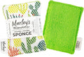 Marley's Monsters Washable Sponge – Reusable Eco-Friendly Scrubber – Dual-Sided for Gentle Cleaning or Heavy Duty Scrubbing – 4" x 5.5" Handmade in USA(Cactus Toss/Green Back)