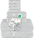Chakir Turkish Linens Premium Cotton Absorbent Turkish Towels (8-Piece Towel Set, Silver)