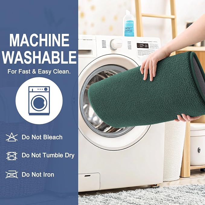 OLANLY Memory Foam Bathroom Runner Rugs 47x20, Long Mats, Blackish Green | Soft Quick Dry Bath Mats, Non-Slip, Absorbent Machine Washable Mat for Bathroom Floor, Tub and Shower, Home Decor Accessories