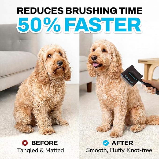 The Doodle Brush, Slicker Brush for Dogs Detangler, Poodle Pin Dematting Dog Hair Brushes, Extra Long Pin Slicker for Goldendoodle, Cockapoo, Cavapoo, Tangle-Free Grooming Shiny Coat Pet Brushes