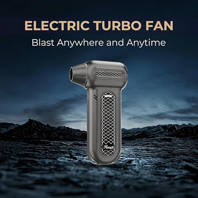 Rosewill Electric Air Duster - 130,000 RPM Super Power Cordless Compressed with Turbo Mode, 4-Gear Adjustable Mini Blower with Fast Charging, Inflation and Suction, Dust Blower for Computer, Keyboard