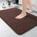 LOCHAS Luxury Bathroom Rug Shaggy Bath Mat 24 x 36 Inch, Brown | Washable Non Slip Bath Rugs for Bathroom Shower, Soft Plush Chenille Absorbent Carpets