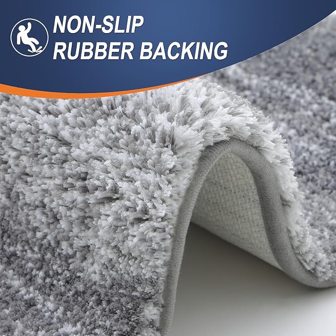 OLANLY Bathroom Runner Rugs Mat 44x20, Extra Soft Absorbent Microfiber Bath Rugs, Rubber Backing, Quick Dry, Washable Long Bath Mats for Bathroom Floor, Tub and Shower, Home Decor Accessories, Grey